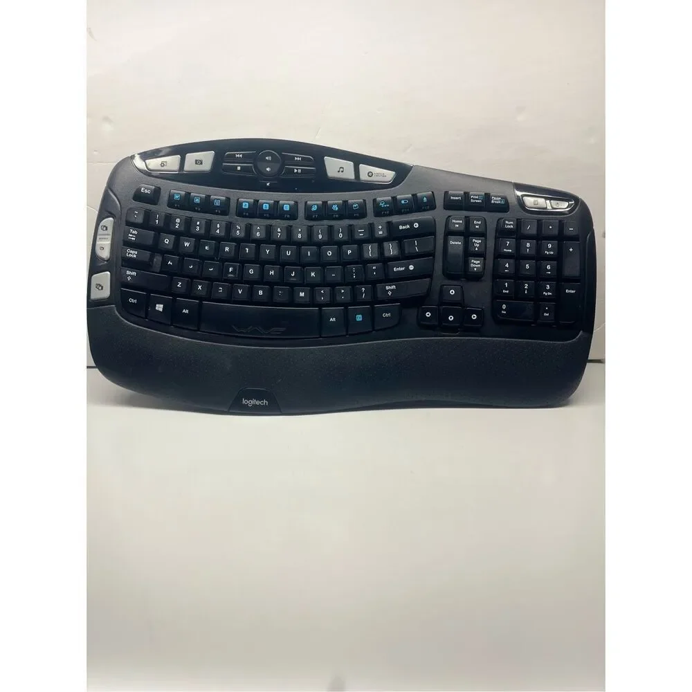 Logitech Wireless Wave K350 Keyboard - No USB Receiver Dongle Ergonomic Black